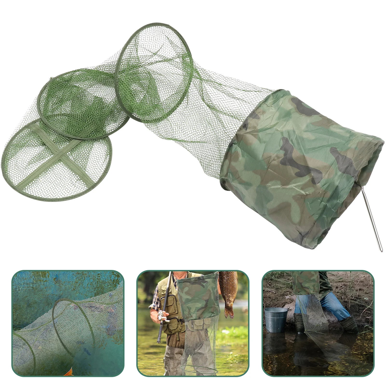 

Fish Luresing Nets Round Shrimp Mesh Cage Folding Fish Luresing Landing Net Drawstring Bag (Nylon