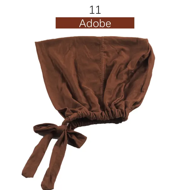 Muslim Women Elastic Tie Back Inner Hijab Caps Cotton Jersey Stretch Underscarf Modal Bonnet Headwrap Turbante Mujer 11