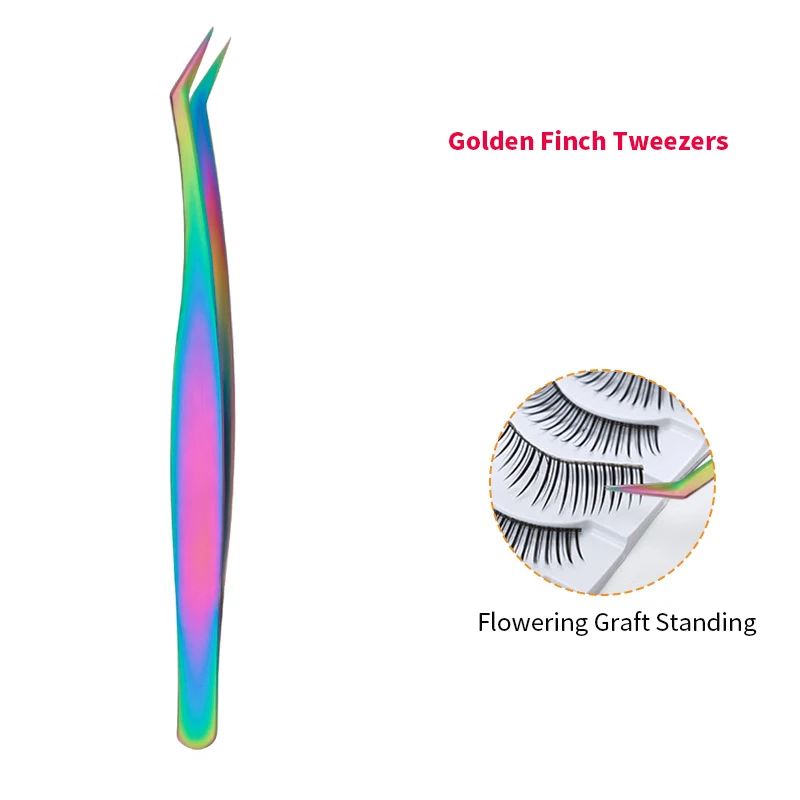 Rainbow Eyelashes Tweezers Anti-static Eyelash Extension Tweezer Fan Lash Eyebrow Tweezers Curved Straight Excellent Closure 6