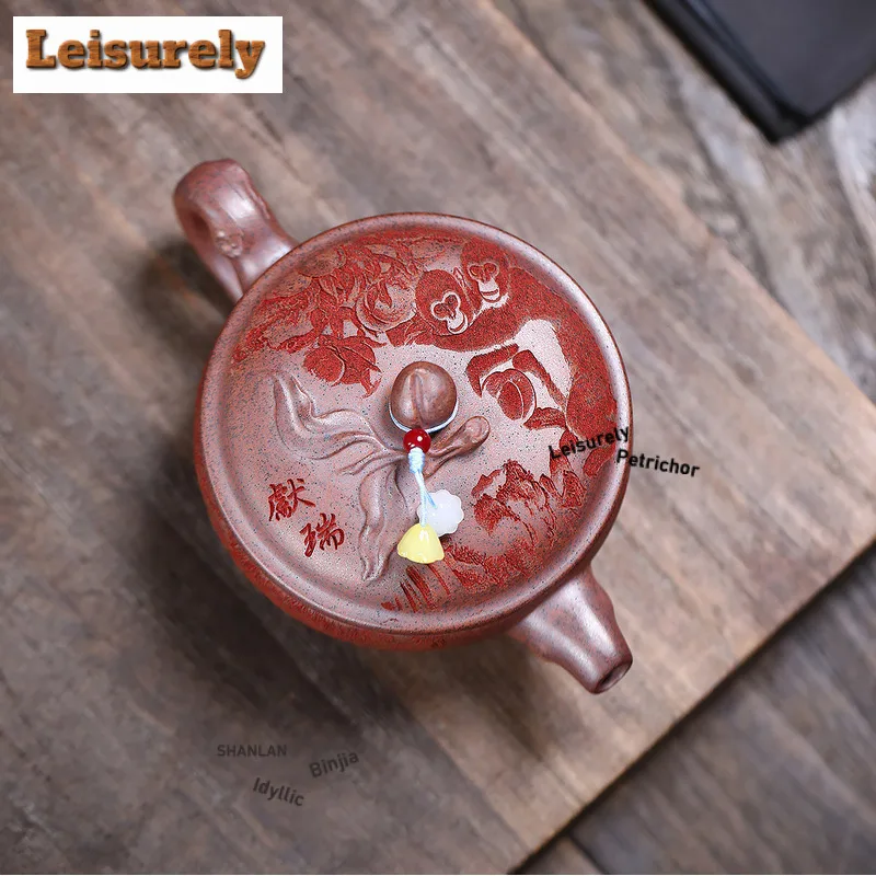 200ml Yixing Purple Clay Teapots Handmade Large Caliber Pot Raw Ore Wood-fired Porcelain Mud Kettle With Filter Zisha Tea Set