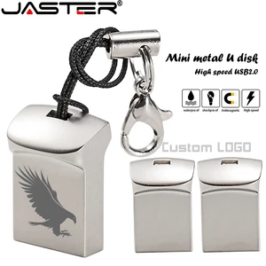 JASTER-Mini pendrive USB de Metal, dispositivos de almacenamiento resistentes al agua, con logotipo personalizado, regalo de negocios, 32GB, 64GB