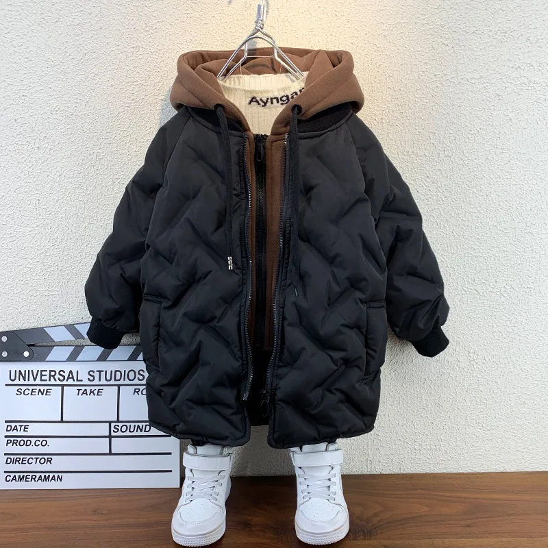 

Boys Plus Velvet Cotton Coat 2023 New Winter Baby Thickened Coats Jackets Children's Foreign Style Clothes Parkas Down Jacket