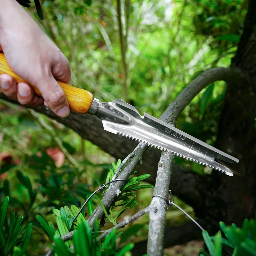 Garden Weeding Tools Stainless Steel Beech Handle Shovel for Stainless Steel Wood Handle Garden Removal Cutter Puller 3