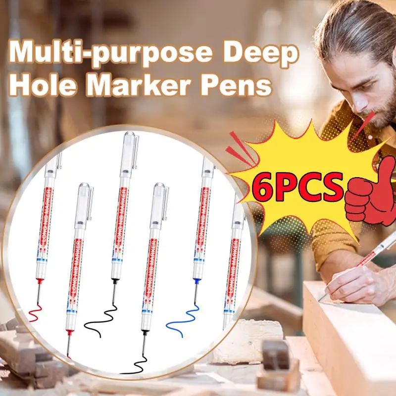 

8/4/6/1Pc 20mm Deep Hole Long Nib Head Markers For Metal Perforating Pen Waterproof Woodworking Decoration Multi-Purpose Pens