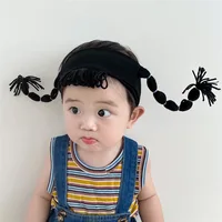 Children's Funny Hair Band Personality Trend Headband Korean Wig Braid Hair Accessories Black Super Cute Baby Girl Headwear 4