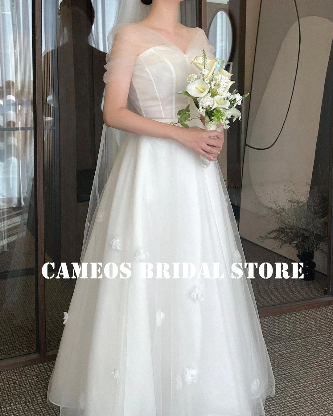

SONDR Custom Made 웨딩드레스 Short Sleeves Wedding Dresses Off the Shoulder Korea Evening Ivory Bride Gowns Women Bridal Dresses