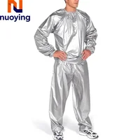Ensemble de 1 tenue de sauna durable anti-déchirure pour l'entraînement, la remise en forme, la perte de poids, amincissante, couleur unie, vêtements de sport pour la salle de sport 3
