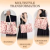 Tote Bag Cute Strawberry Patched Purse for Women Fabric Large Capacity Tote Purse Enduring Tote Bag with Adjustable Shoulder 3