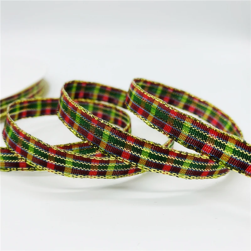 Ribbon Decoration Ribbon Supplies Christmas Ribbon Wrapping Ribbon 5yards/Lot 10mm Plaid Ribbon Christmas Decor Ribbon For Handmade Design Christmas Decoration DIY Gift Wrapping