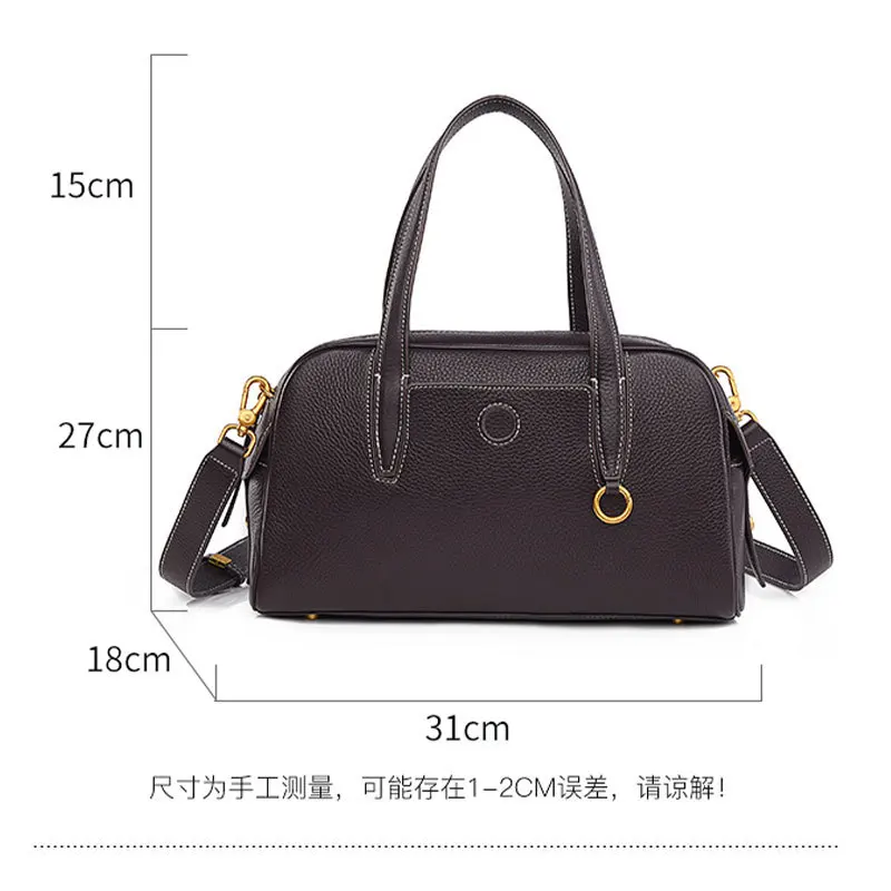 Casual Boston Bags For Women Luxury Designer Handbag And Purse 2025 New In PU Button Beaded Ornaments Top Handle Shoulder