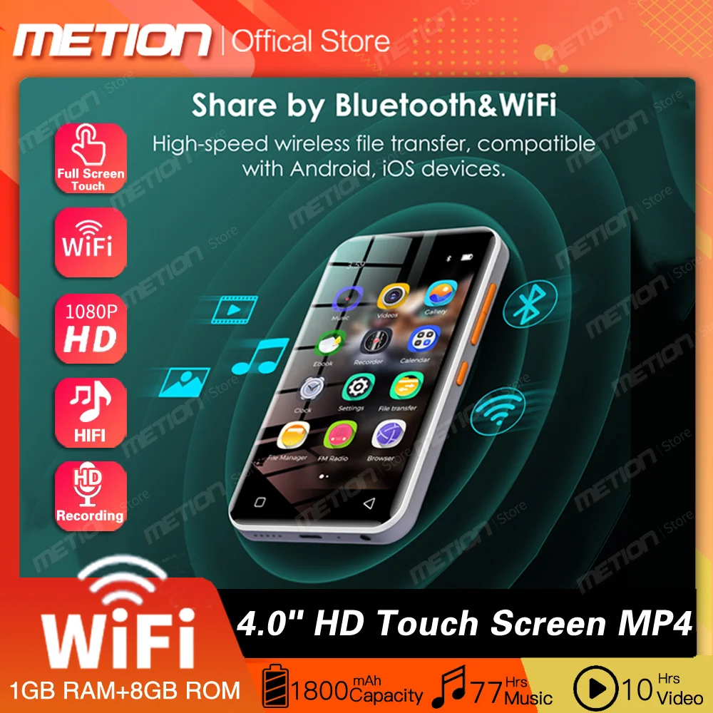 MP3-плеер с поддержкой Wi-Fi Bluetooth MP4 и сенсорным экраном 4 0 дюйма |