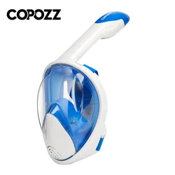 Enhanced Snorkeling and Diving Full Face Mask with Anti-Fog Technology - L/XL (White blue)