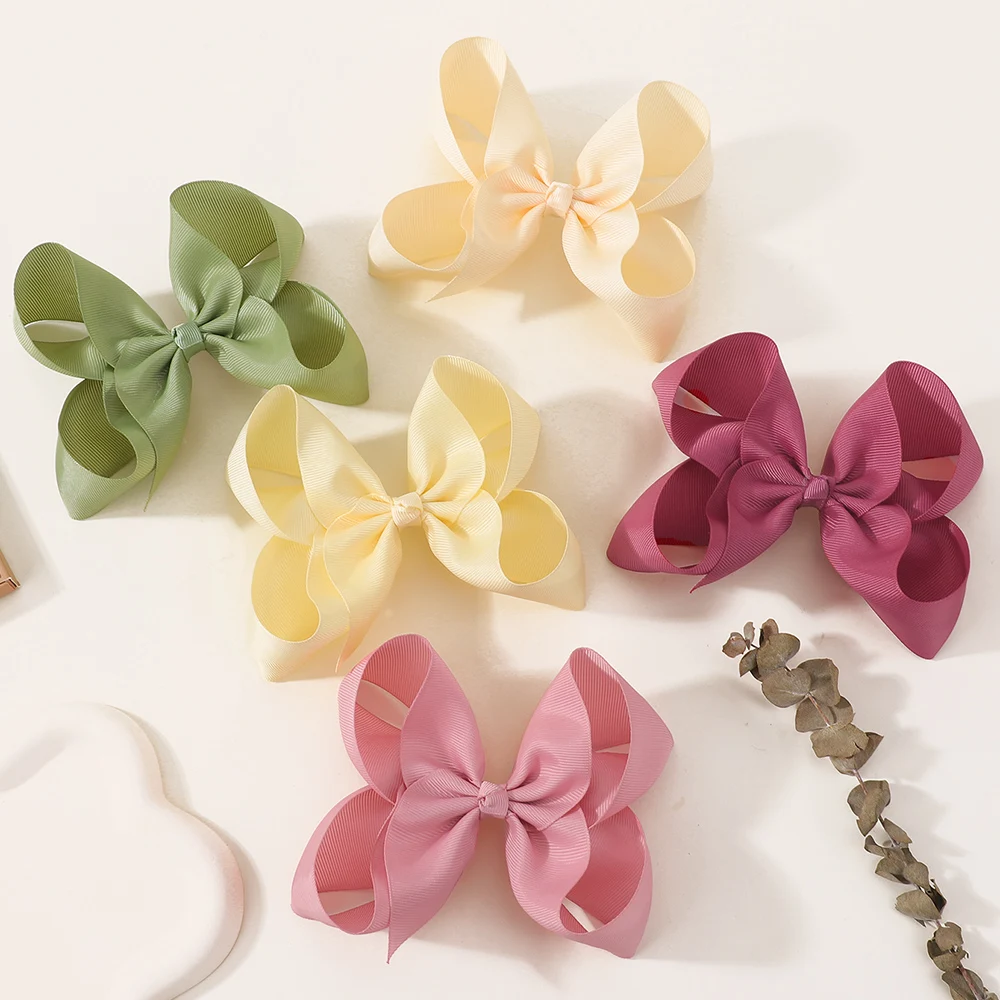 BABY BOWS 1Pcs 6inch Solid Colors Grosgrain Ribbon Hair Clips for Girls Large Hairpins Boutique Barrettes Kids Hair Accessories
