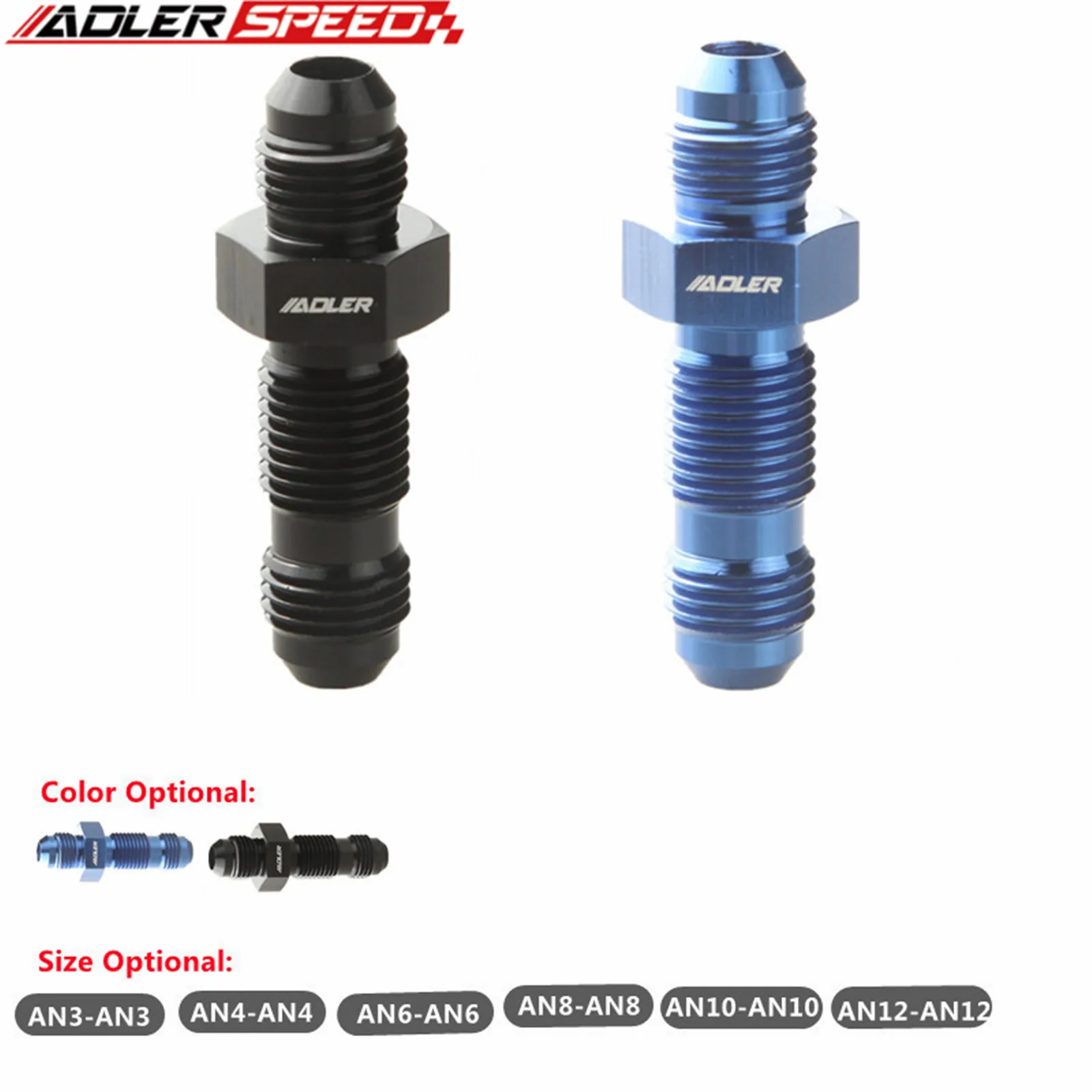 

0 Degrees AN3 AN4 AN6 AN8 AN10 AN12 Straight AN Bulkhead Adpater Aluminum Fitting Adaptor