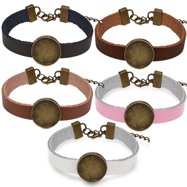 5pcs Multi Layer Leather Diy Bracelet Bangle Blank Base Fit 25mm Round  Photo Glass Cabochon Setting Bezel Tray Jewelry Making - Jewelry Findings &  Components - AliExpress