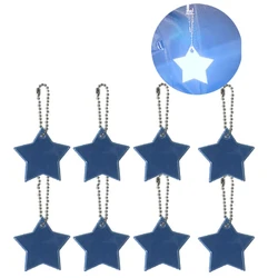 8-Piece Child Safety Reflective Star Keychain Set for Backpacks and Jackets (Pale blue)