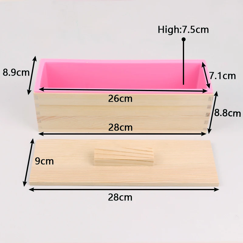 Stampo in silicone con scatola di legno Stampo per sapone in silicone con scatola in legno