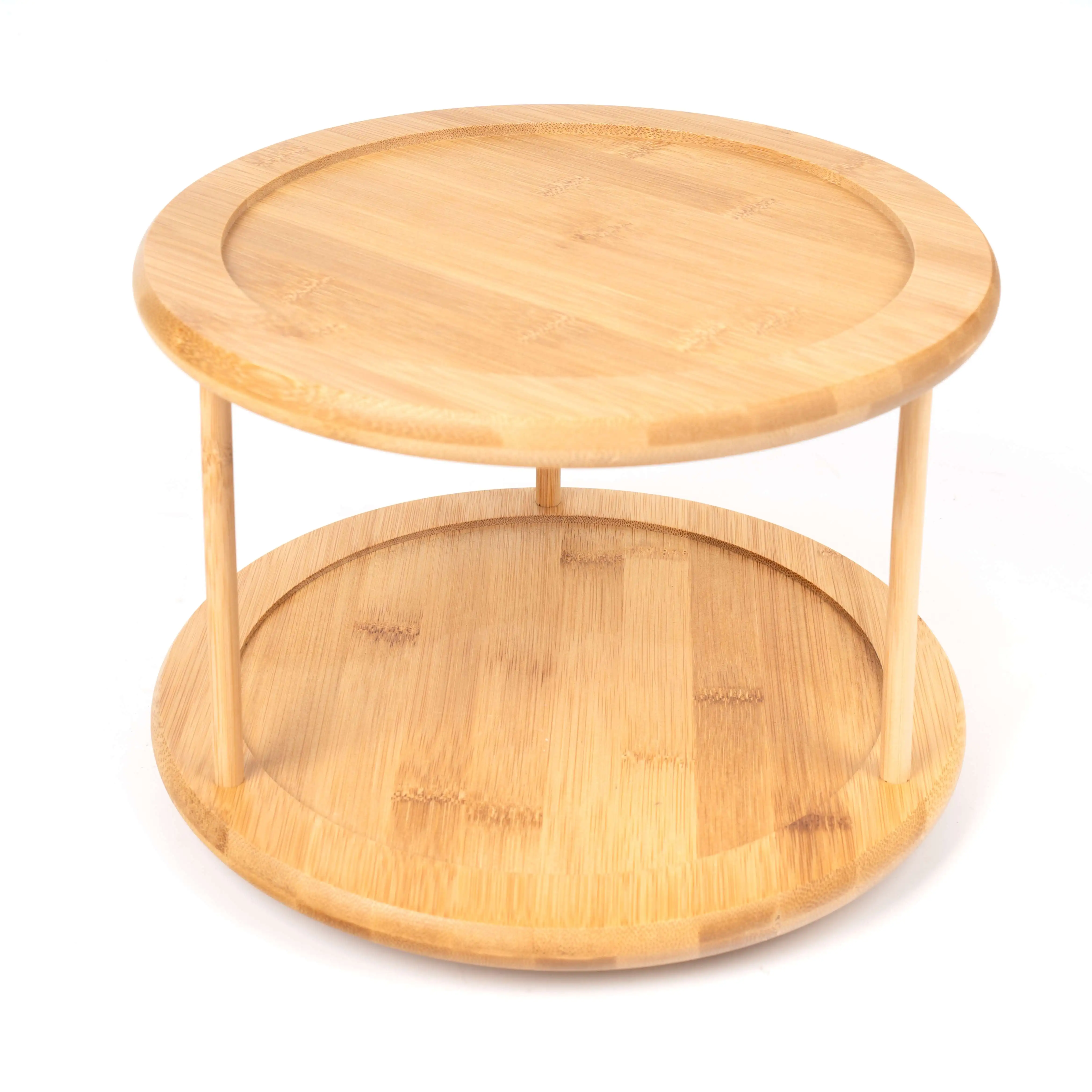 

Kitchen Organizer Natural Bamboo Turntable Spice Rack, 2-Tier, 10x10x6.89 In