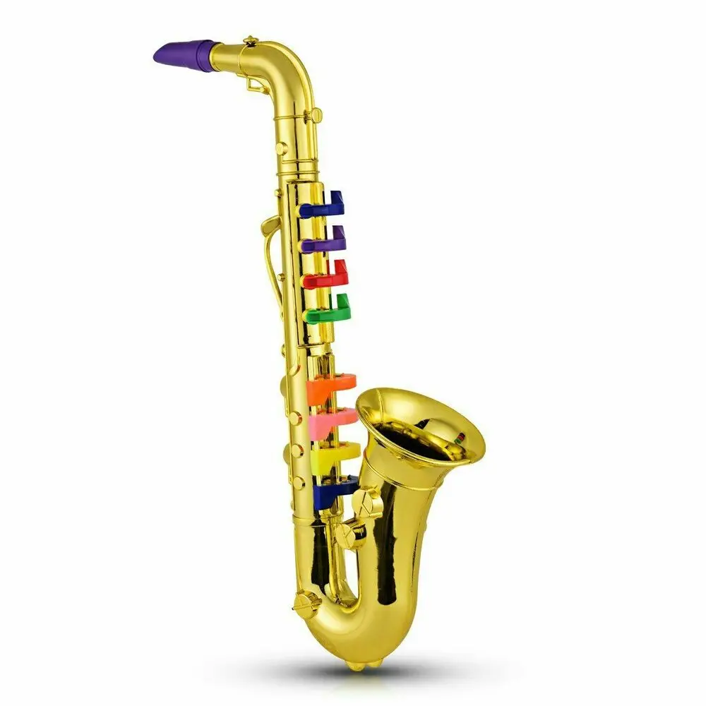 16.3 Inch Saxofoon Kid Musical Wind Instrumenten Abs Metallic Goud Met Gekleurde Sleutels Muziek Instrument -