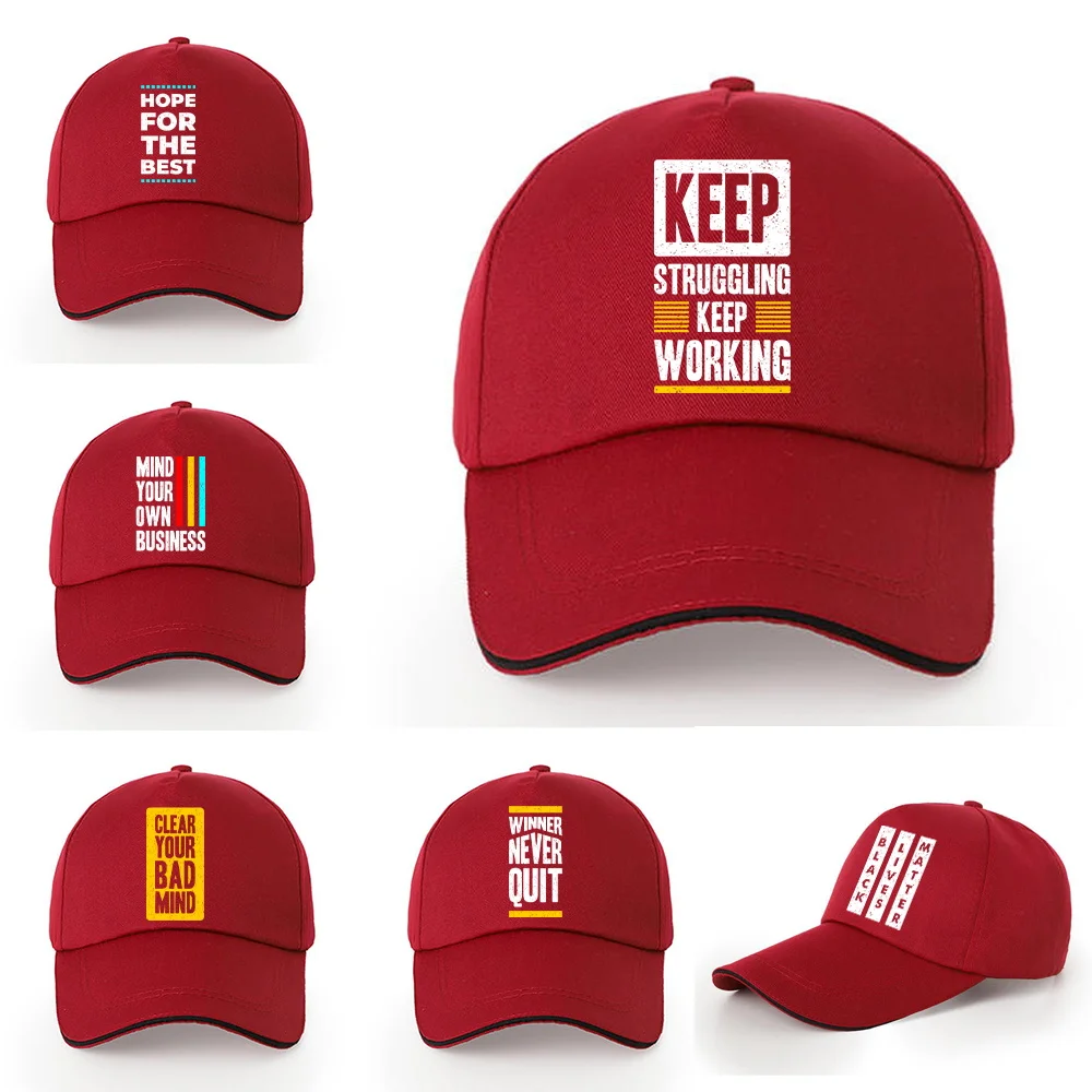 

Men Women Summer UV-proof Visors Hats Fashion Cotton Baseball Cap Cool Hip Hop Caps Adult Flat Peak Phrase Print Snapback Hats