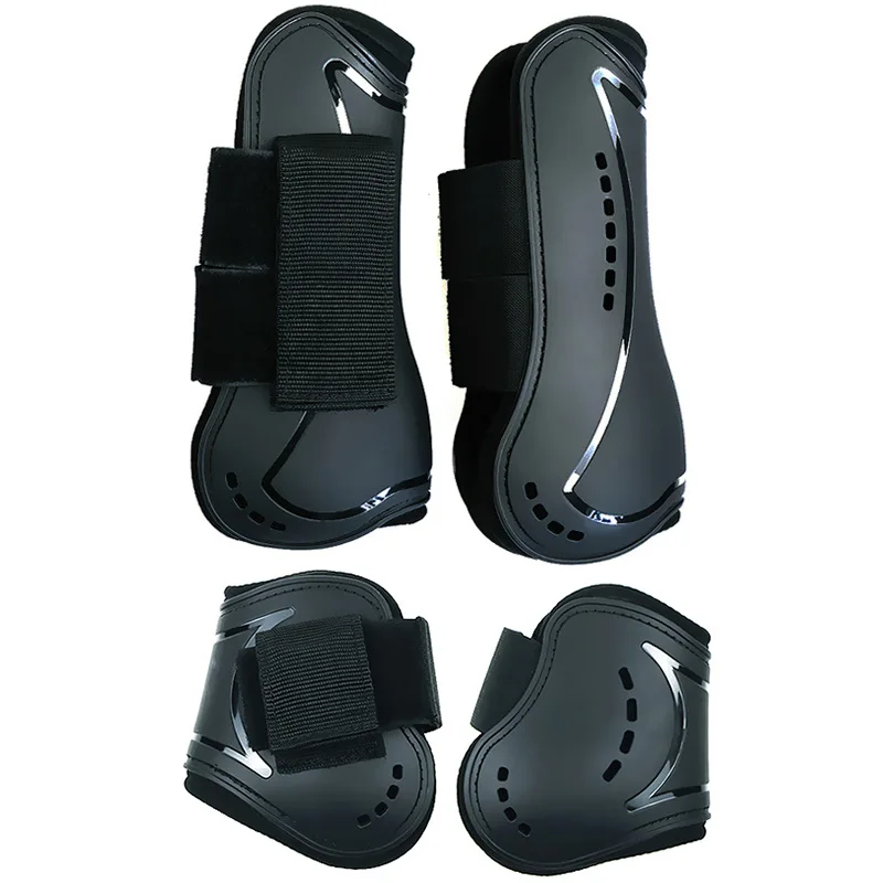 Horse Leg Protective Boots Adjustable PU Neoprene Horse Splint Boots Leg Protection Support for Training Racing Riding Jumping 2