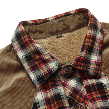 Men's Fleece Lined Flannel Shirt Jacket Warm Button Down Plaid Long Sleeve Classic Coat Winter Outwears Hip Hop Vintage Casual 2