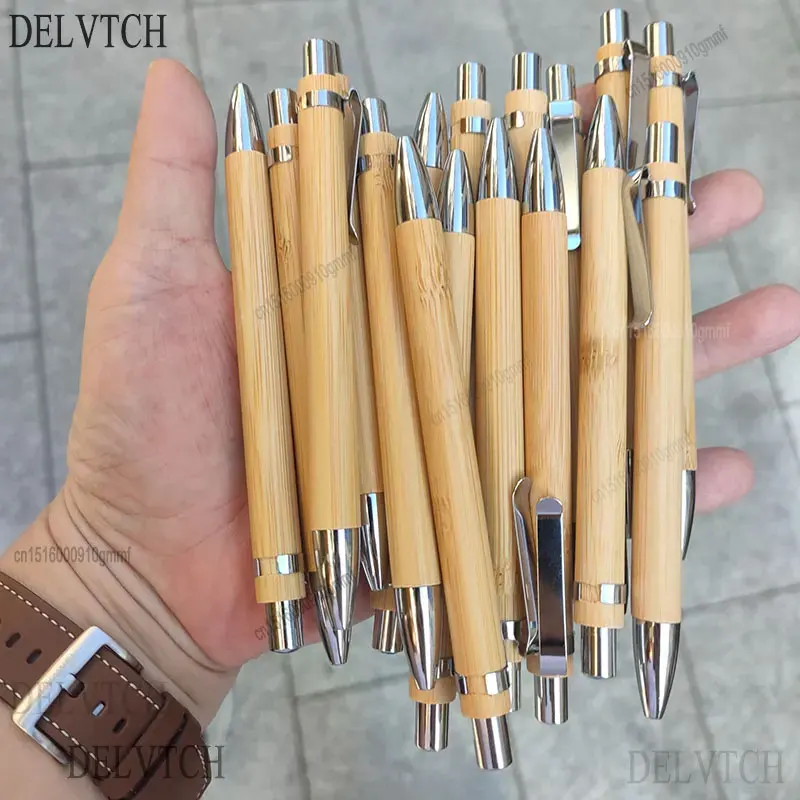 2/4/8Pcs Set Bamboo Wood Ballpoint Pen 1.0mm Bullet Tip Blue Black Ink Business Signature Ball Pen Office Writing Stationery 8pcs exquisite flowers letter pads kawaii floral leter paper for envelopes message note writing paper korean stationery office