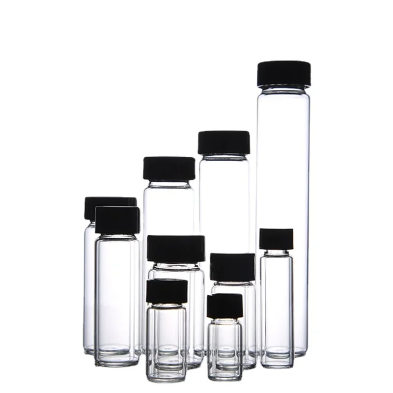 Glass Seal Bottle 20pcs/lot 3-50ml Clear/Brown With Plastic Lid Screw Cap