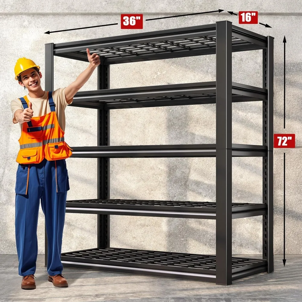 Garage Shelving 3000LBS Storage Shelves Heavy Duty Shelving Adjustable 5-Tier Industrial Metal Shelving Units for Garage 2