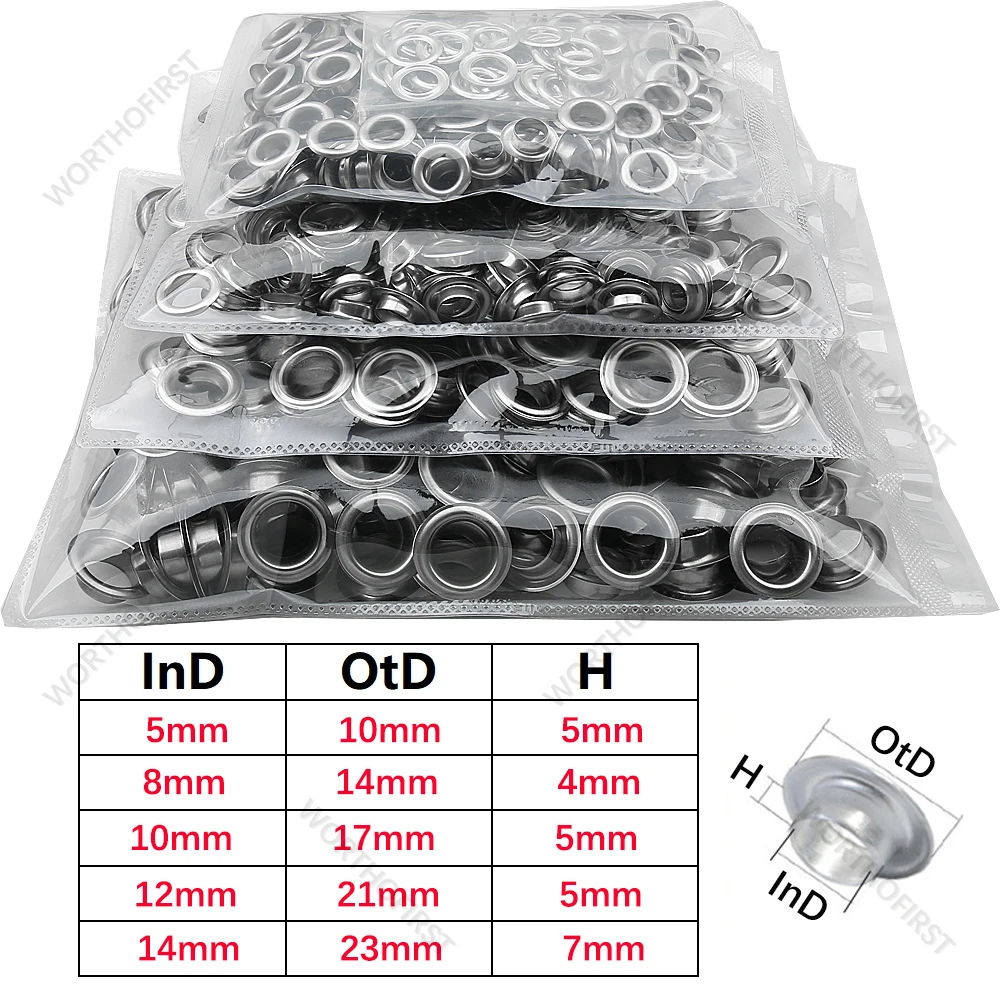 5mm/14mm Stainless Steel Eyelets Grommet With Multifunctional Hand Press Tool Round Rings For Paper Fabric Leather Crafts Eyelet Grommet Ring Kit Eyelet Grommet Ring Grommet Eyelet Kit
