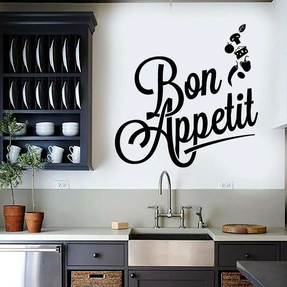 Autocollant Mural En Vinyle Bon Appet Pour Fenetre Cuisine Restaurant Citation De Chef Cuisinier Aliexpress