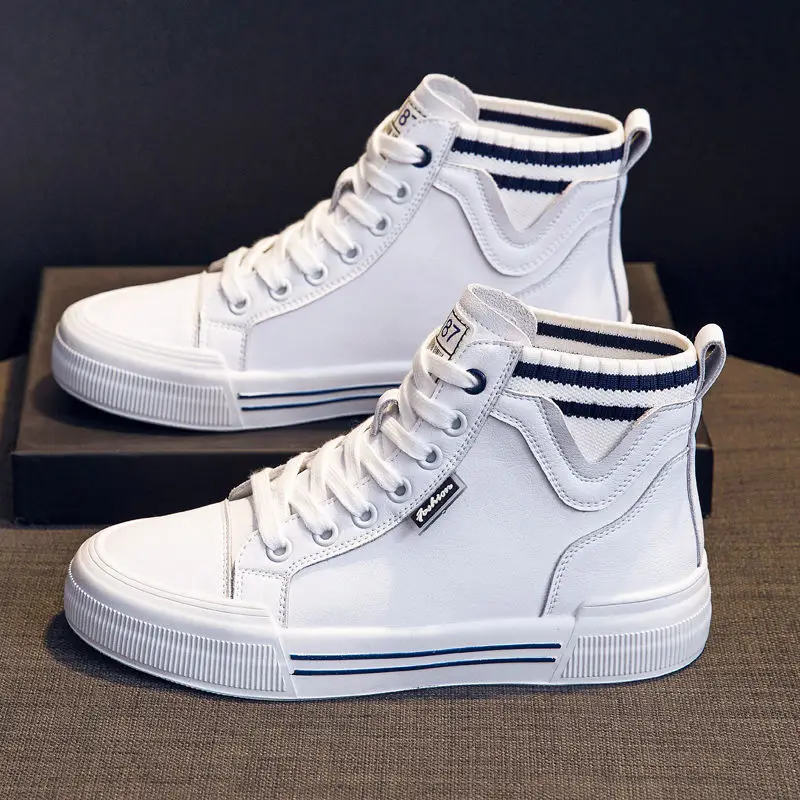 

Женские высокие кроссовки из мягкой кожи, универсальные, дышащие, повседневная обувь на плоской подошве для студентов, осень