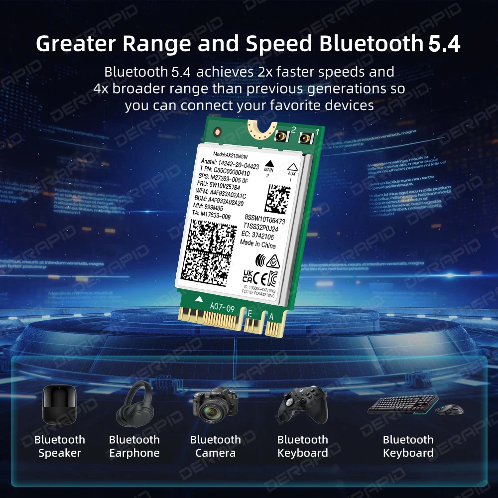 트라이 밴드 WiFi6E AX210NGW 5400Mbps 블루투스 5.4 802.11AX 무선 Wi-Fi 6E AX210 인텔 AX210NGW M.2 NGFF WiFi 카드 Win10/11용