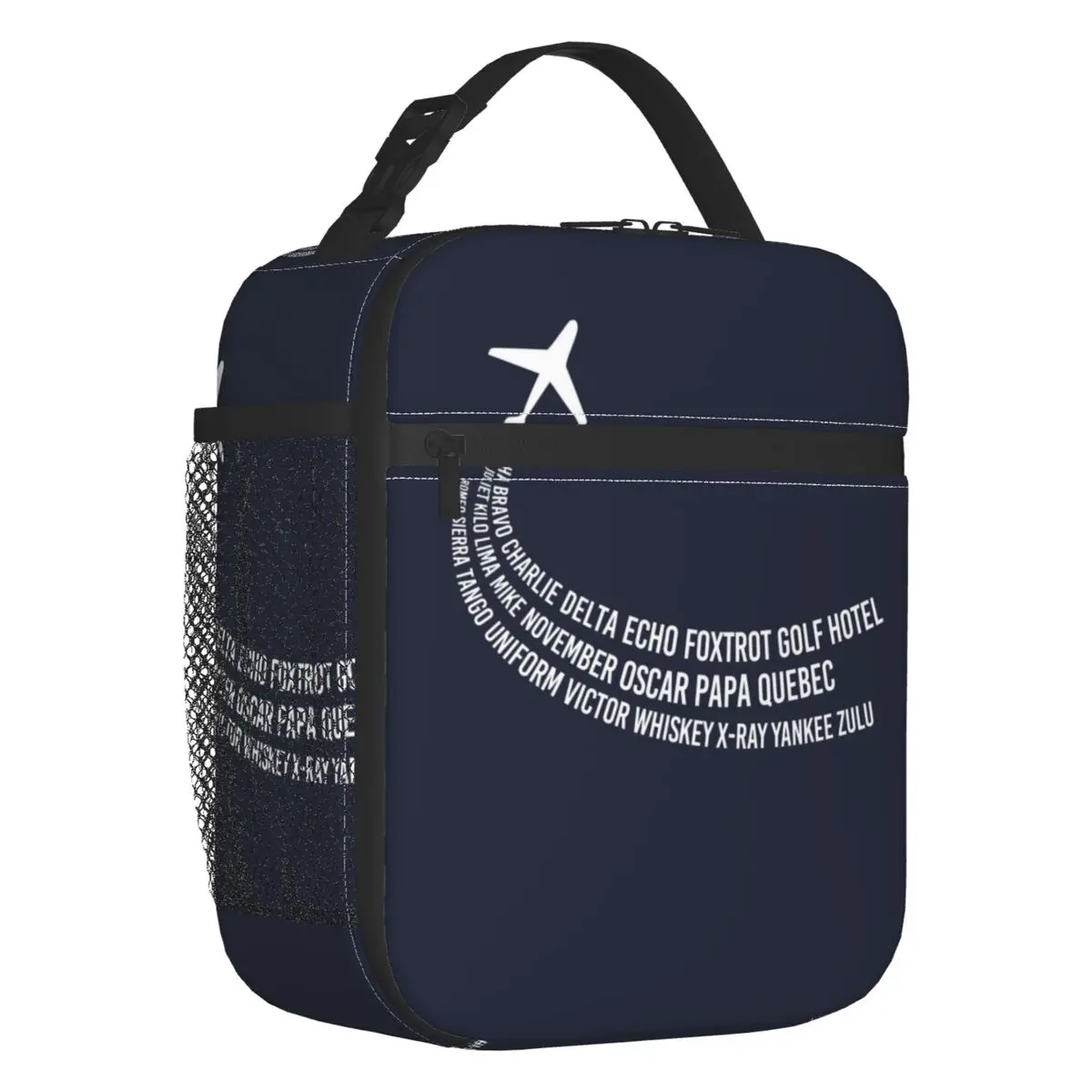 

Phonetic Alphabet Pilot Airplane Portable Lunch Box Multifunction Aviation Aviator Cooler Thermal Food Insulated Lunch Bag