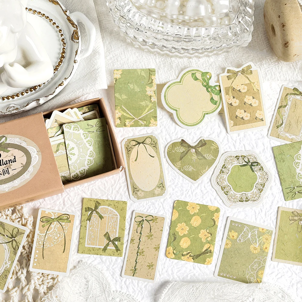 45pcs/Box Vintage Label Paper Scrapbooking Notes Handwritten Message DIY Handmade Collage Decorative Materials Office stationery 4