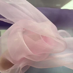 Elegant Purple Matte Organza Bridal Fabric - 150cm Wide Sheer Material for Gowns and Wedding Decor (Pink)