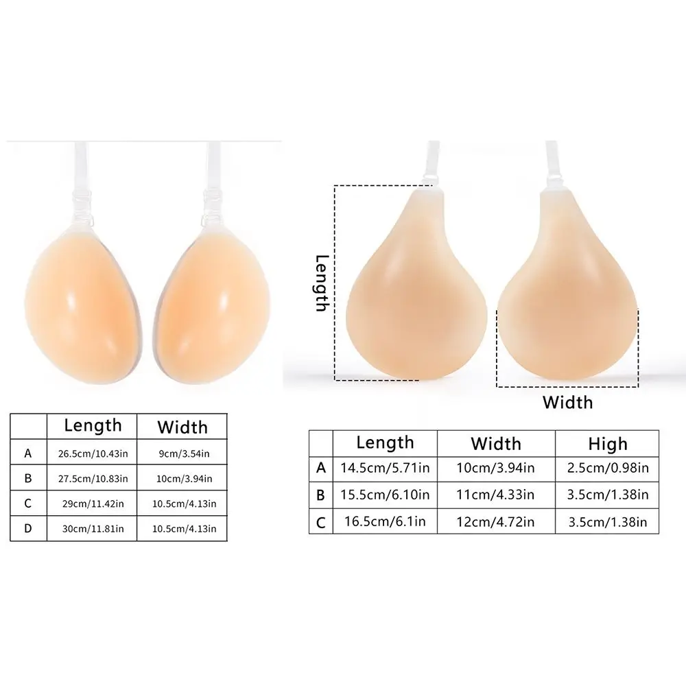 Backless Women Invisible Bra Clear Straps Hanging Neck Silicone Gel Underwear Seamless Lift Bust Sticky Push Up Bra Padding 6