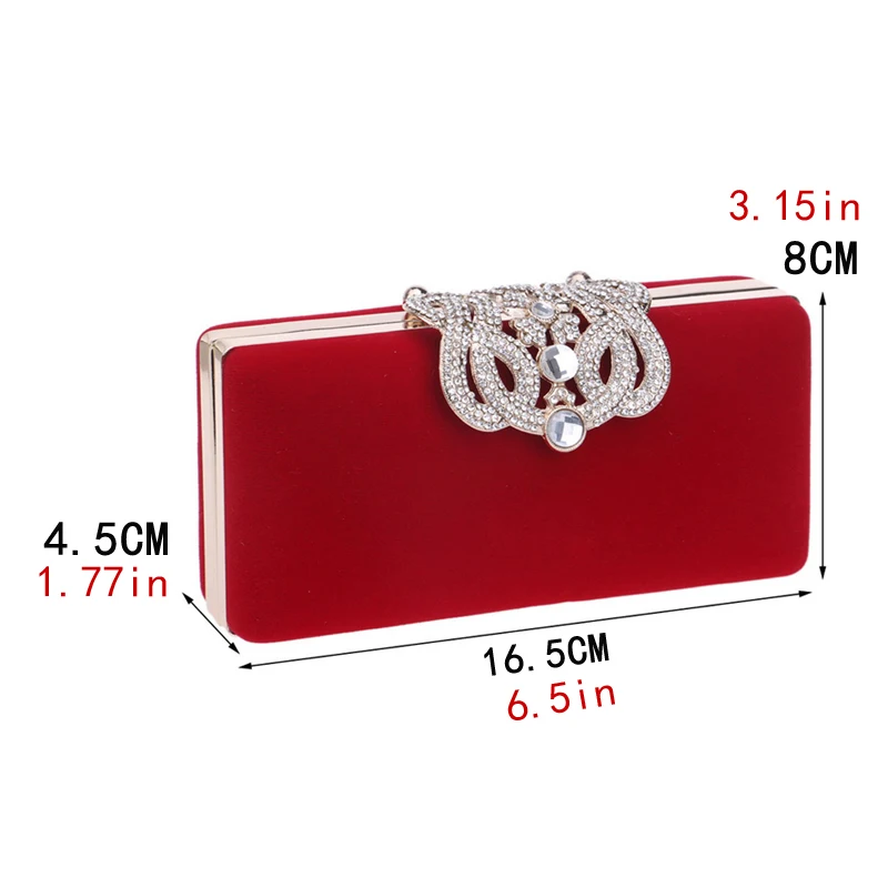 Fashion Women Bags Velvet Day Clutch Crown Diamonds Evening Bags