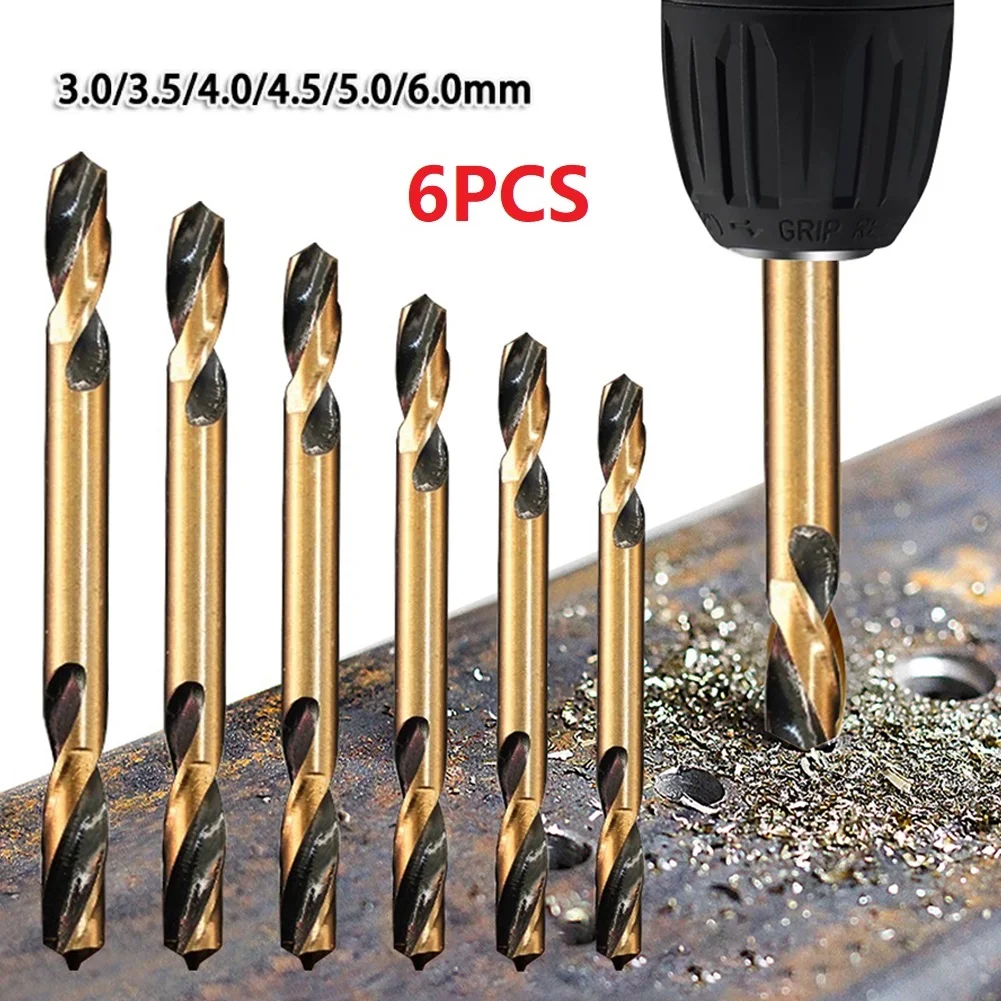 6PCS Auger Drill Bits HSS Double-Headed For Metal Stainless Steel Wood Drilling Hand Bench Drill Power Tool 3/3.5/4/4.5/5/6mm