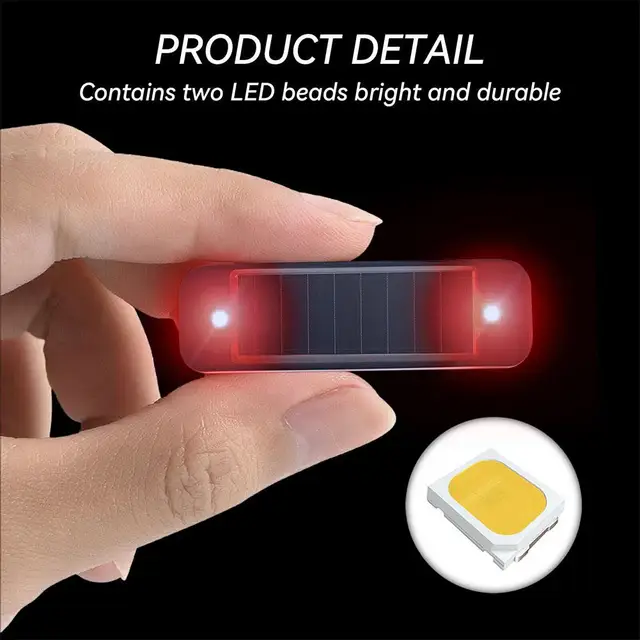 Mini LED Solar Power Car Warning Light Night Security Simulated Alarm Wireless Anti-Theft Caution Lamp Flashing Dummy Alarm Lamp