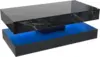 High-Glossy LED Coffee Table with Sliding Drawers, Living Room Storage Tables with Marbling Print 6