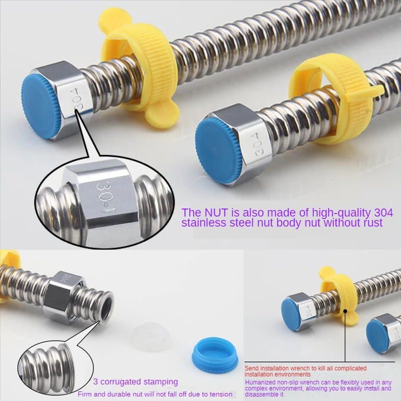Plumbing Hose 304 Stainless Steel Basin Toilet Water Weaved