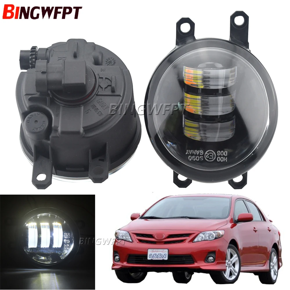 

2PCS Fog Light Assembly For Toyota Corolla 2009-2015 Car Front Bumper LED Fog Daytime Running Lamp DRL H11 12V