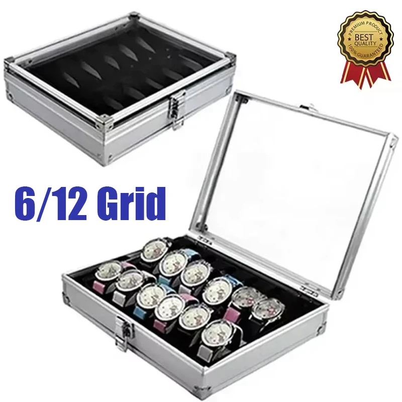6/12Grids Aluminum Alloy Box For Watch Pick Up Watch Storage Display Box With Multiple Slots Luxury Premium Quality