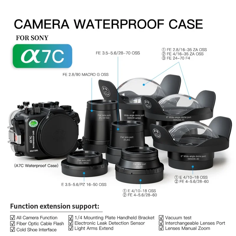 Seafrogs-다이빙 케이스 A7C 용 방수 카메라 하우징, 90mm 28-70mm 16-50mm 10-18mm 28-60mm