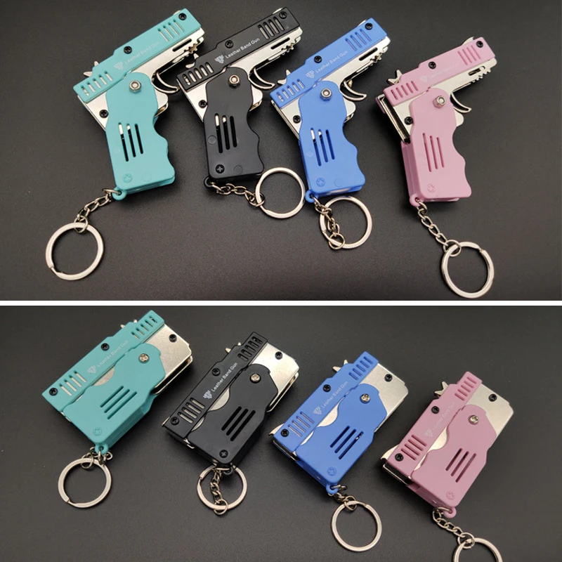 Enfants Jouets Cool Keychain Rubber Band Gun Mini Métal Pliant