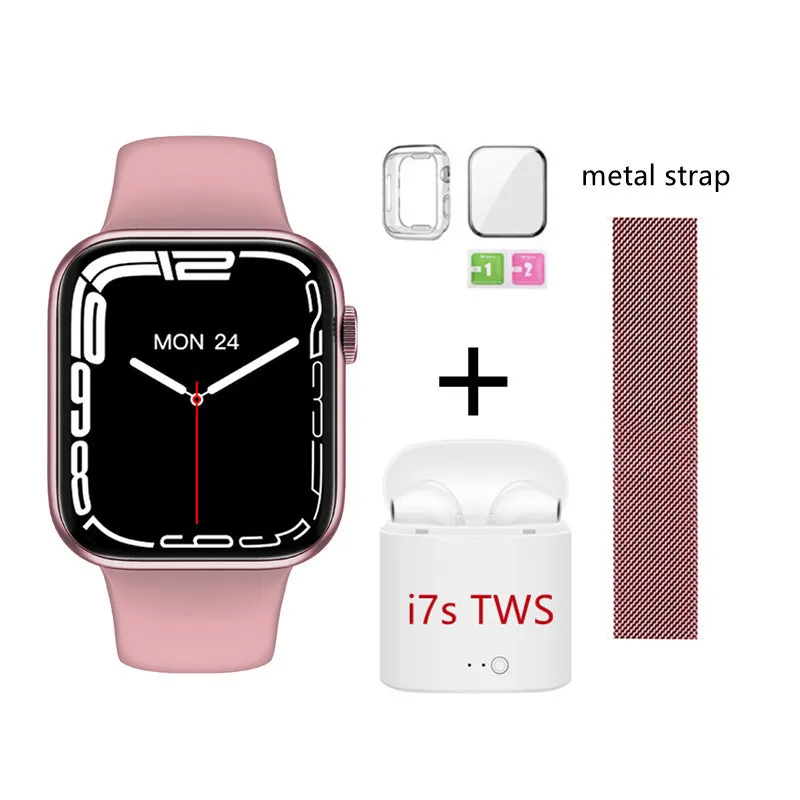 HW37 Series 7 Smart Watch Language Call Blood Sugar Monitoring Caller Information Reminder Music Sports Watch PK W27 Iwo 13 W37 