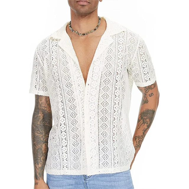 white fishnet top short sleeve