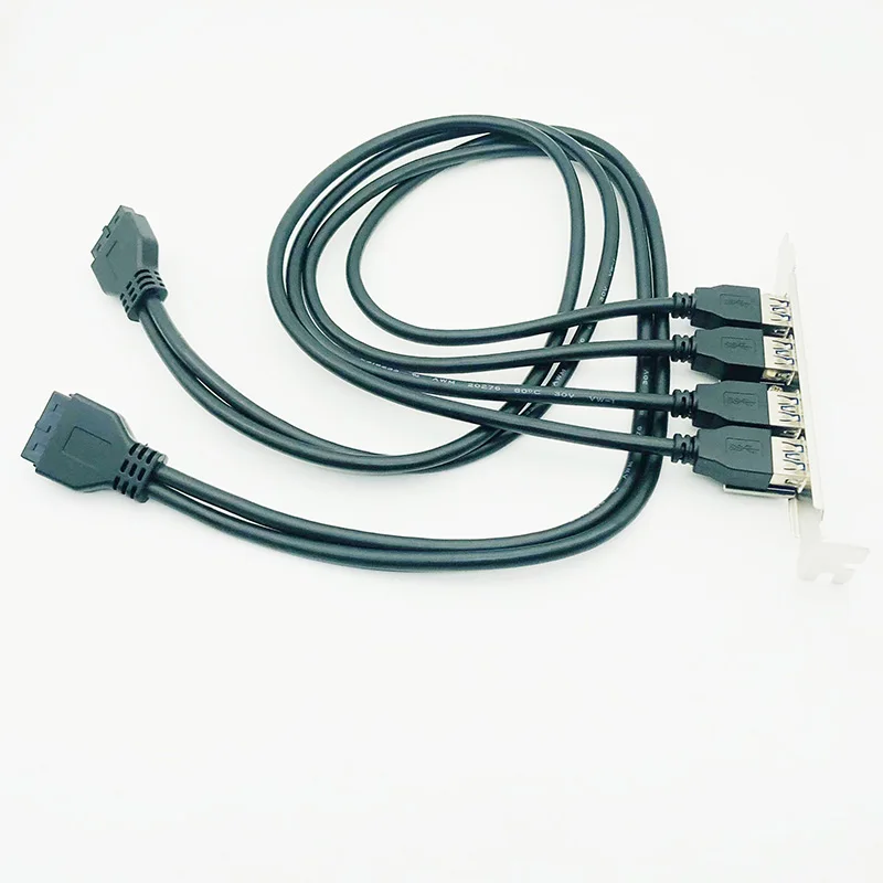Placa-mãe Usb 3.0 20 Pinos para Portas Usb3.0 Defletor Adaptador 60cm Cabo Usb 3.0 Painel Traseiro Suporte de Expansão para Computador pc Preto - Imagem 2