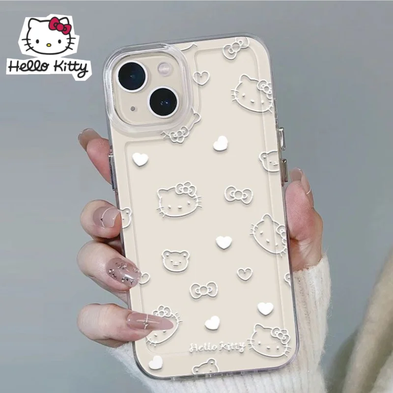Sanrio Bow Hello Kitty Cute Kawaii Bow Phone Case Per I Phone 15 14 13 Pro Max 11 12 13 Pro Soft Cover In Acrilico Girl Y2K